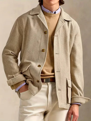Trenchcoat met herringbone patroon