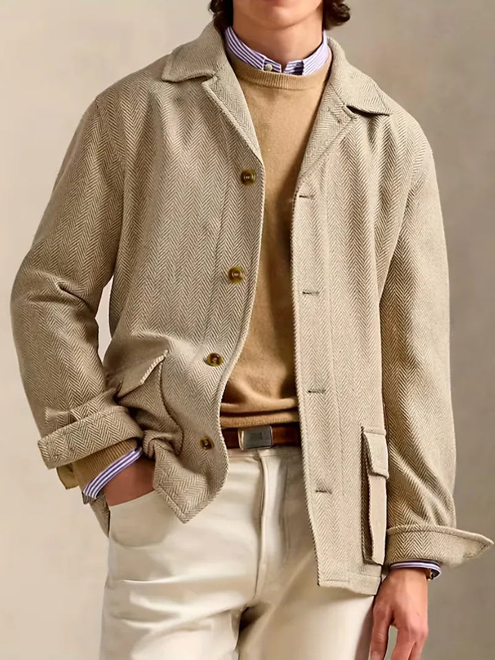 Trenchcoat met herringbone patroon