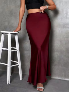 Satijnen rok met hoge taille