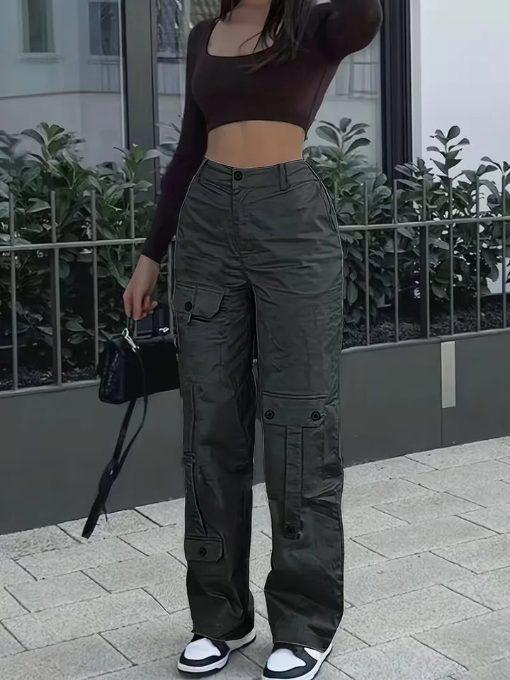 Cargo broek met hoge taille