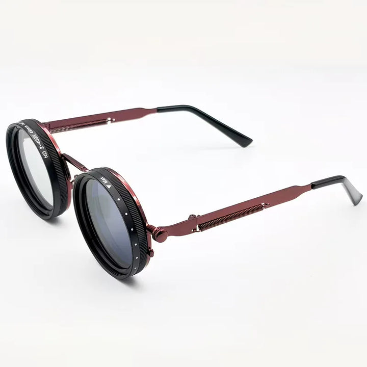 Ronde zonnebril met steampunk design
