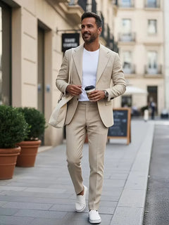 Lichtblauw slim fit pak