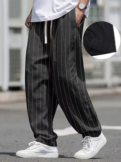 Wide fit pantalons met verticale strepen