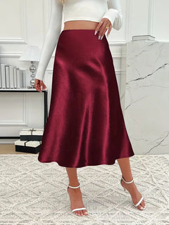 Satijnen rok met hoge taille