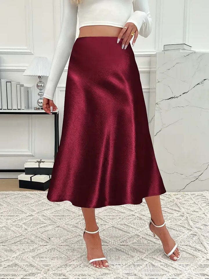 Satijnen rok met hoge taille