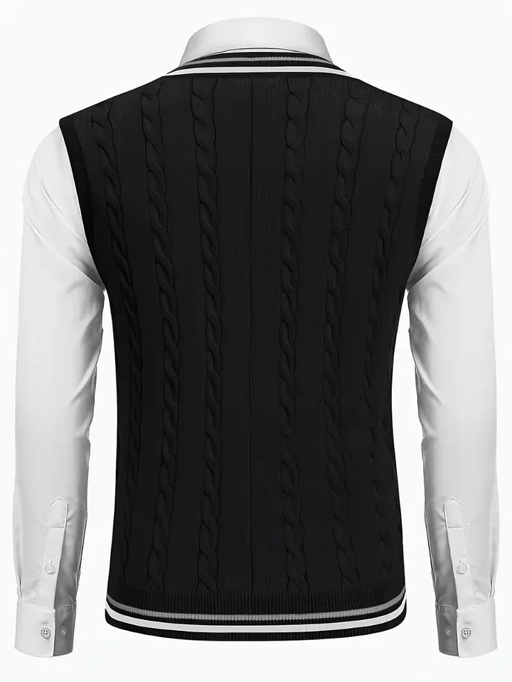 Mouwloos gebreid vest met V-hals