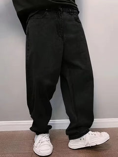 Loose fit jeans met mid-rise