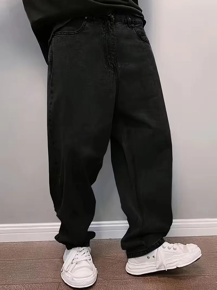 Loose fit jeans met mid-rise