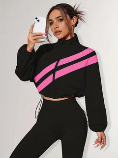 Track jacket met elastische manchetten