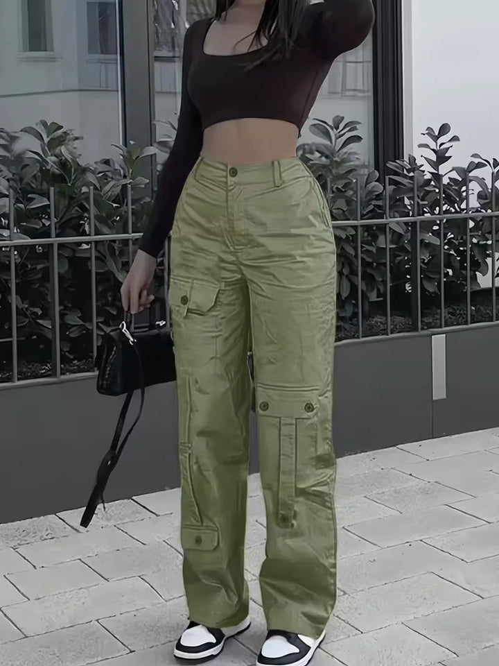 Cargo broek met hoge taille