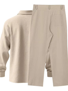 Linnen pak met mandarin collar