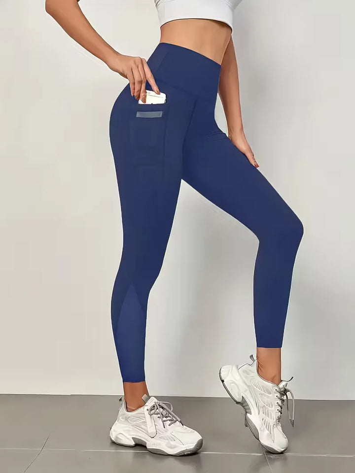 Legging met hoge taille en mesh panelen