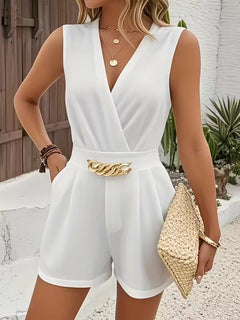 Jumpsuit met V-hals en kettingriem