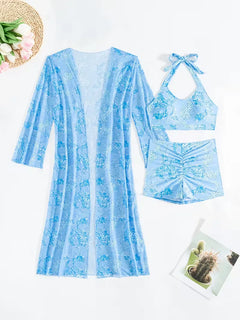 Cover-up met halternek en shorts