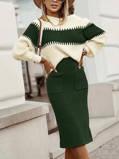 Tweedelige set met ribbed textuur