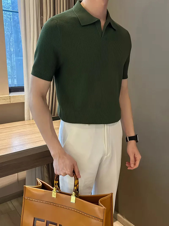 Polo's met V-neck en korte mouwen