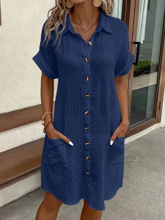 Overhemdjurk met V-neck en korte mouwen