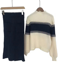 Tweedelige set met ribbed textuur