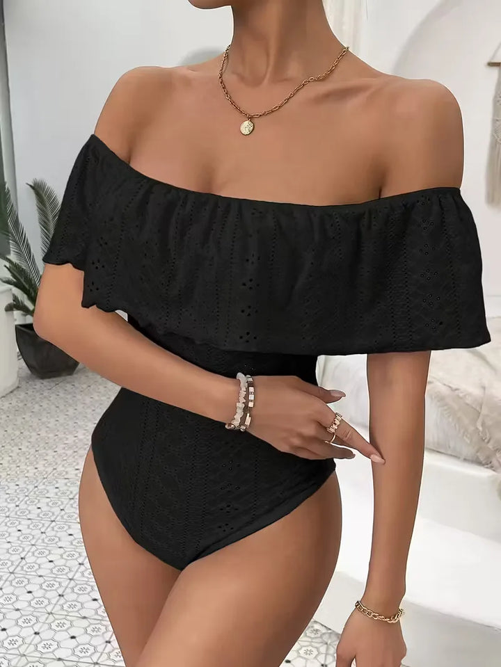 Bodysuit met off-shoulder en ruffles