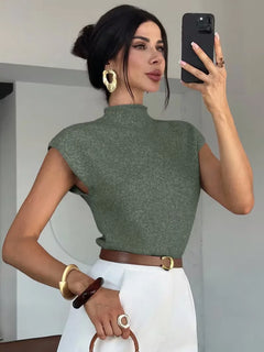 Mouwloos vest met mock neck