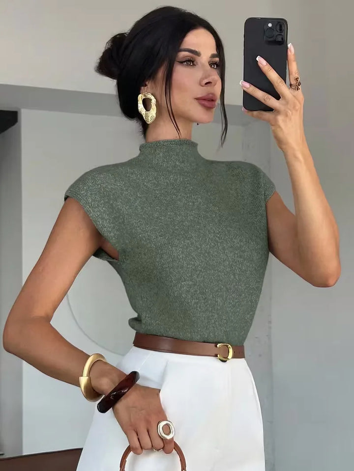 Mouwloos vest met mock neck