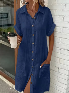 Overhemdjurk met V-neck en korte mouwen