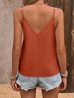 Tanktop met V-hals en scallop trim