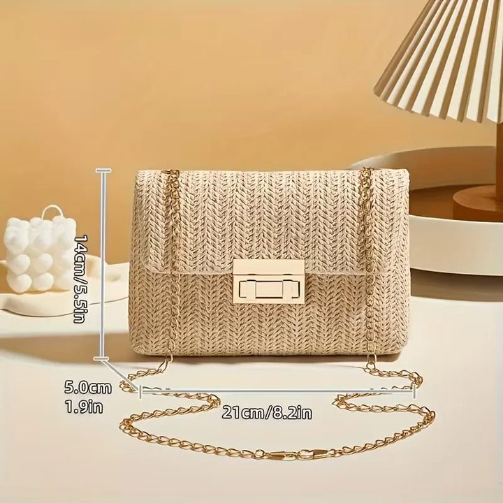 Woven clutch met gouden sluiting