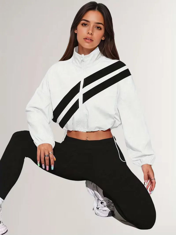 Track jacket met elastische manchetten