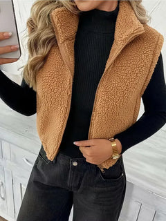 Vest met rits en faux shearling
