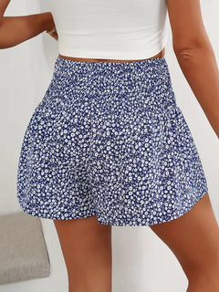 Short met hoge taille en bloemenpatroon