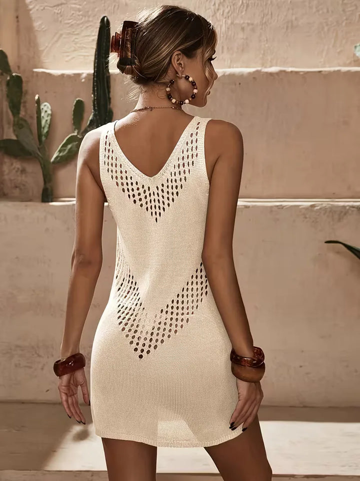 Beach cover-up met cut-out details