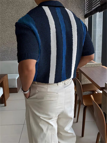 Polo met V-neck en korte mouw