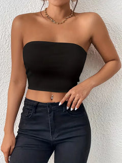 Strapless crop top slim fit