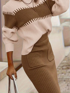 Tweedelige set met ribbed textuur