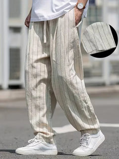 Wide fit pantalons met verticale strepen
