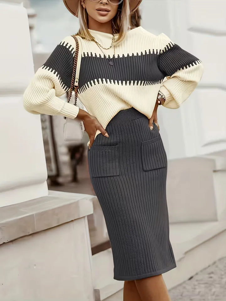 Tweedelige set met ribbed textuur