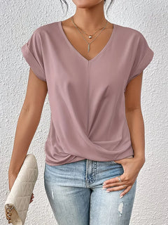 V-hals T-shirt met draped front