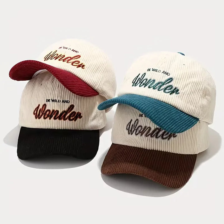 Corduroy baseball cap met geborduurde letters