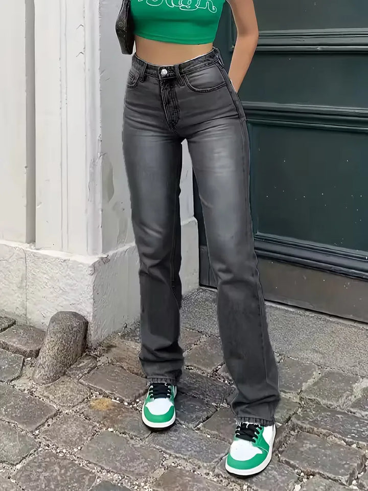 Straight jeans met hoge taille