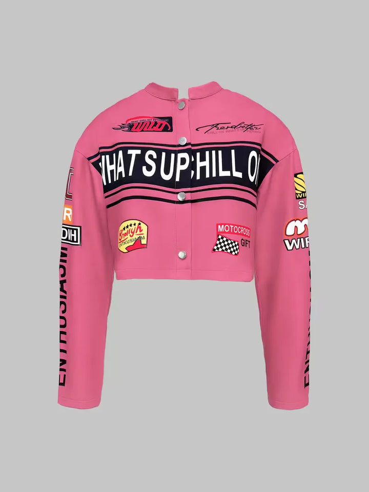 Bomberjack met graphic text