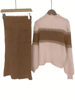 Tweedelige set met ribbed textuur