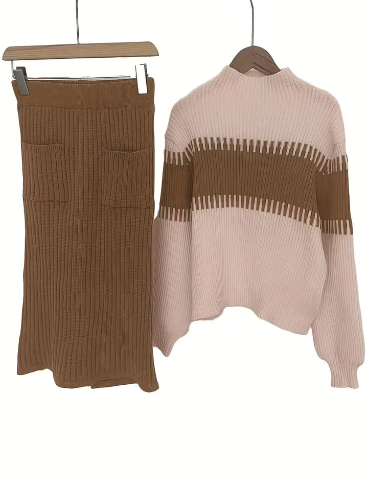 Tweedelige set met ribbed textuur