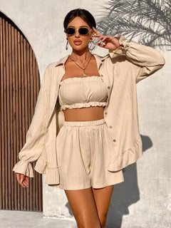 Driedelige set met ruffle details