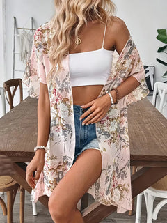 Chiffon cardigan met bloemenprint