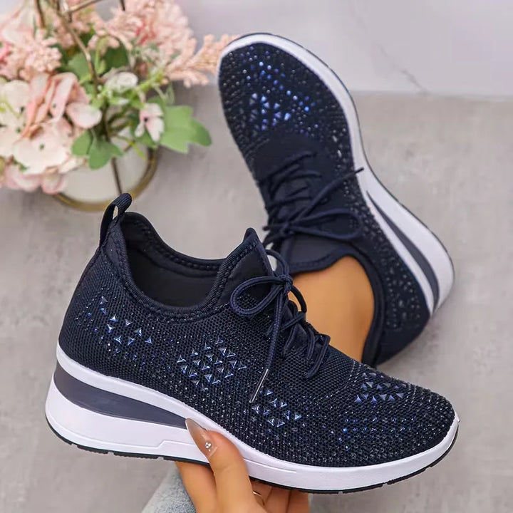 Platform sneakers met gebreide bovenkant