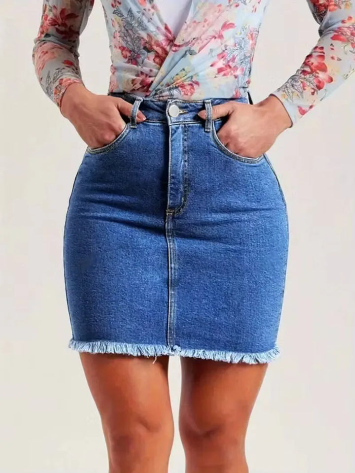 Denim rok met hoge taille