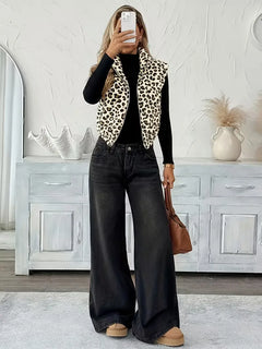 Vest met rits en faux shearling