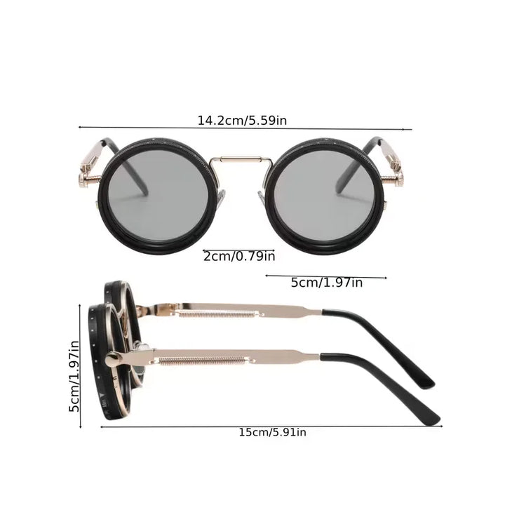 Ronde zonnebril met steampunk design
