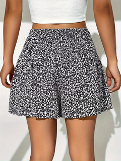 Short met hoge taille en bloemenpatroon